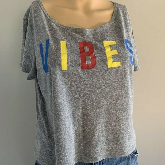 Kali Reve SZ L Gray Juniors Crop Top Short  Sleeve - Picture 3 of 8